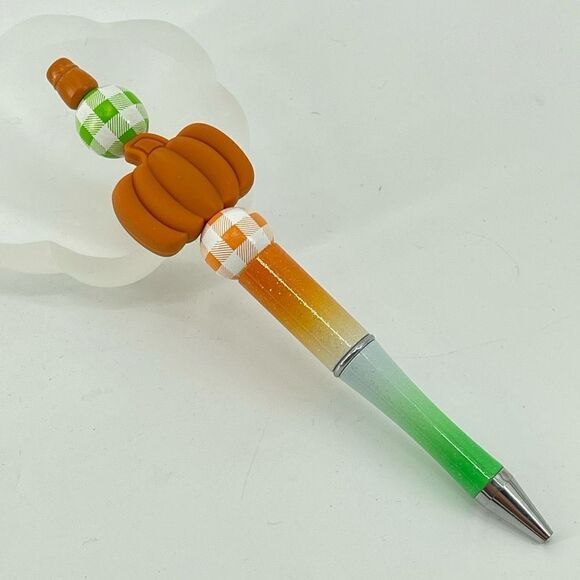 Pumpkin fall autumn pen handmade NEW sweater weather green white orange - Picture 3 of 6